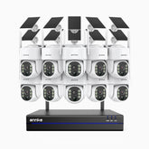 WBS400 - 4MP 16 Channel 10 Battery Cameras Outdoor Wireless NVR Security System, 2.4G & 5.8G Dual-Band WiFi, Motion Detection, Two-Way Audio, Battery & Solar Powered, 270° Pan & 90° Tilt, loud & Max. 256 GB Local Storage, Works with Alexa